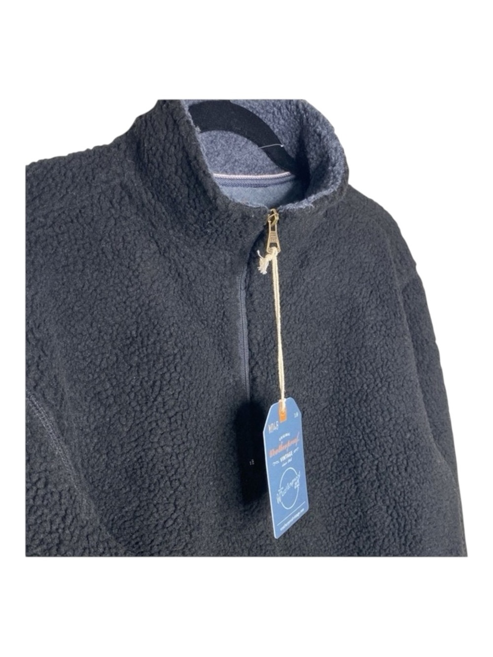 new Weatherproof ๐ Vegan Sherpa 1/4 Zip Pullover Sweatee Sweatshirt ๐ Black - Picture 6 of 16